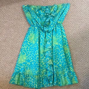 Lilly Pulitzer silk, strapless cocktail dress